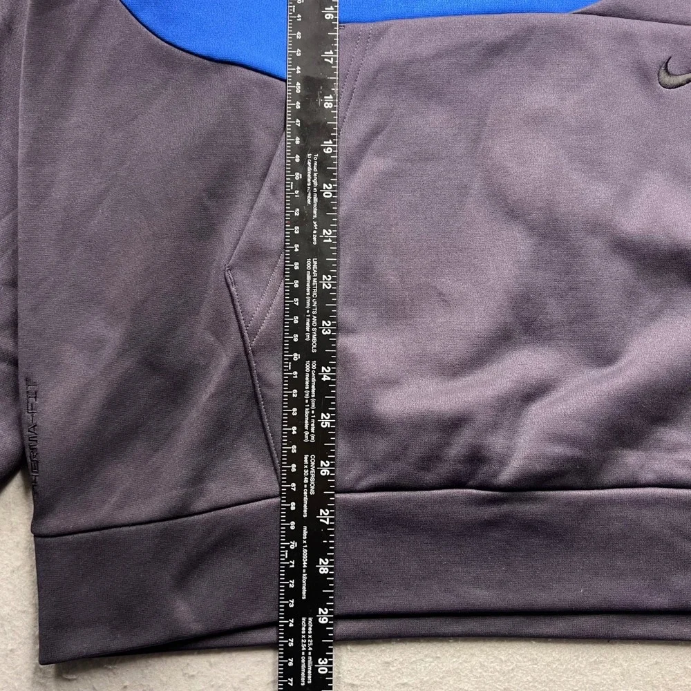 Nike Therma-FIT Hoodie Mens XL Purple Blue Oversized Swoosh Sleeve Pocket‎ 1716